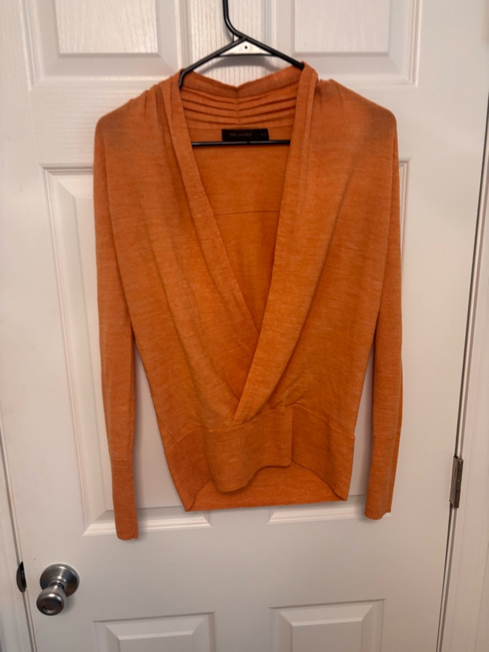 The Limited Orange Draped V-Neck Women's Sweater